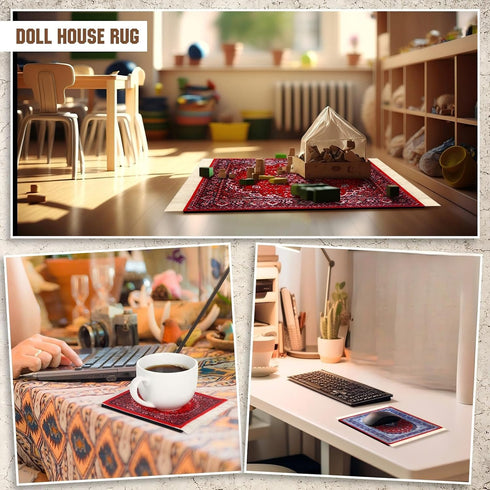 Hushee 4 Pcs Style Carpet Mouse Pad Mini Vintage Coasters Oriental Mouse Pad Floral Pattern Graduation Gift Rug