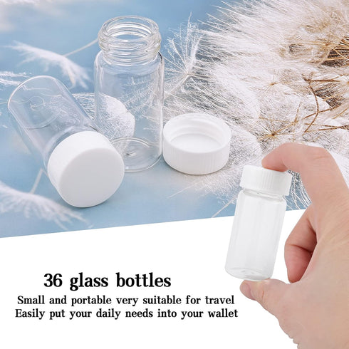 JIUWU 20ml Clear Glass Sample Vials with Screw Caps, Leak-Proof, Pack of 36