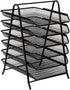 Mind Reader 6-Tier Paper Tray Desktop Organizer, Metal Mesh File Storage for Office, Black