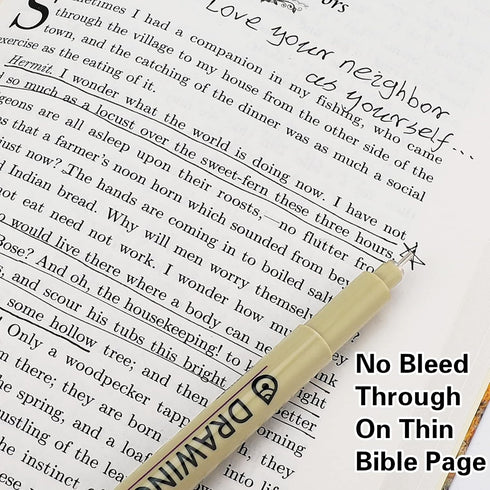 Extra Fine Point Writing Pens: 6 Black Ultra Thin 0.25mm No Bleed Gel Felt Ink Markers for Bible Journaling