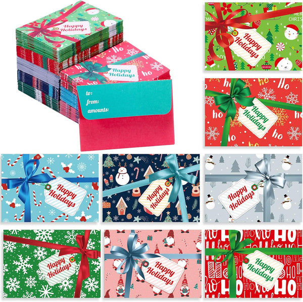 Cholemy 200 Pcs Christmas Gift Card Envelopes, Cute Assorted Color Holders for Employee Gifts