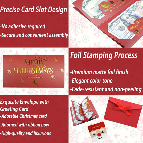 Mowpun 4 sets 6 of Christmas Cash Envelope Book with Slots, Money Holders for Cash Gift Cards with Red Envelope