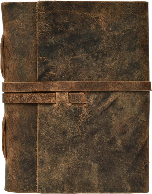LEATHER VILLAGE Lined Paper Leather Bound Journal-260 Pages, Rustic Brown, 6 X 4 Inches (A6) - Book of Shadows - Writing Notebook, Daily Notepad, Travel Diary For Women/Men