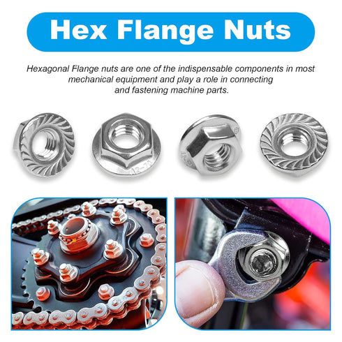 Yinpecly 10 M12-1.75mm M12 Nuts,304 Pcs Serrated Flange Hex Nuts, Hexagon Flange Stainless Steel, Metric Hex Lock Nuts