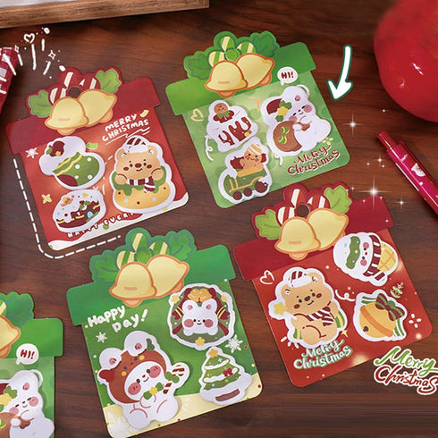 MOZXIRZ 4 Pack Cute Sticky Notes Cartoon Christmas Sticky Memo Pads Kawaii Small Self-Stick Memo Note Pad Office School