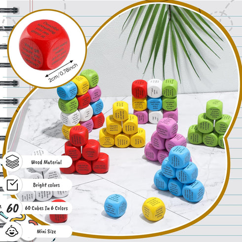 Libima 60 Set Pcs Wood Activity Cube Cubes Conversation Wood Question Dice Social Emotional Learning Activities