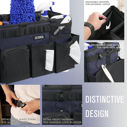 4 SCAVATA Wearable Cleaning Caddy Bag, Cleaning Caddy Supplies Organizer with Handle & Shoulder Straps