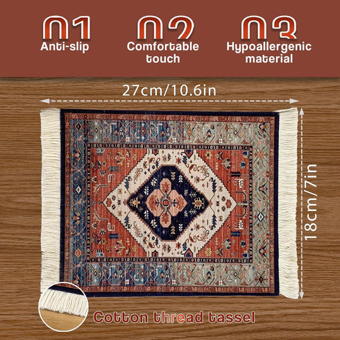 famassiser Persian Style Carpet Mouse Pad Vintage Miniature Bohemian Rug Desk Pad, Non-Slip Computer Mouse Mat