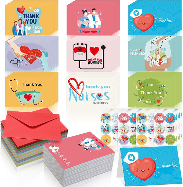 Motiskyy 72 Pack Nurse Doctors Thank You Appreciation Cards Bulk and 72 Pack