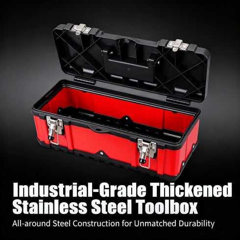 15.5 Inch Jack Boss Steel Tool Box Small Portable Tool Organizer Box with Built-in Short Non-slip Handle Car Box