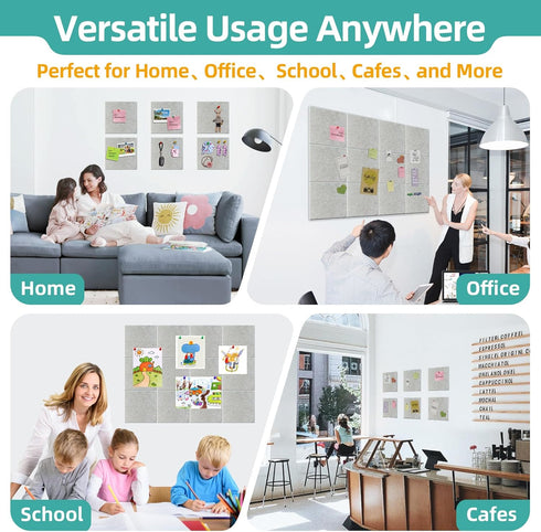 Large Cork Board for Walls, 47"x35" Bulletin Board, 12 Pack White Felt Wall Tiles