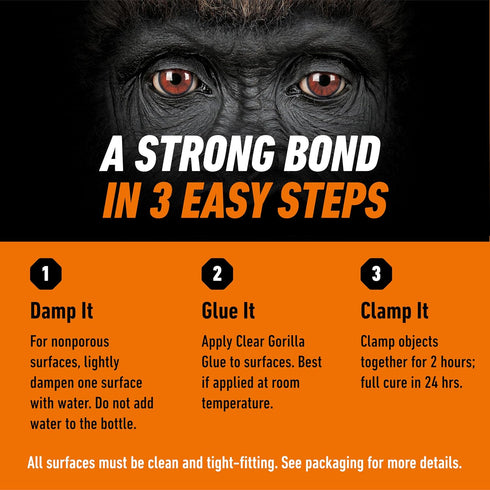 Gorilla Clear Glue, 5.75 Ounce Bottle - Crystal Clear, All Purpose, Water Resistant