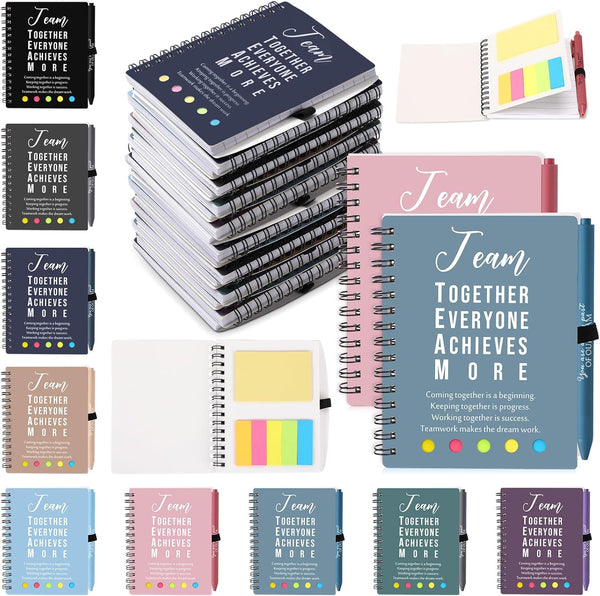 Jetec 25 Sets Team Employee Appreciation Gifts Bulk Inspirational Spiral Notebooks with Ballpoint Pens for Boss Coworker
