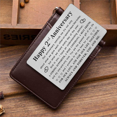 TGCNQ Metal Engraved 2 Year Anniversary Card, 2nd Anniversary Gifts for Husband Wife Him Her, Wedding Anniversary