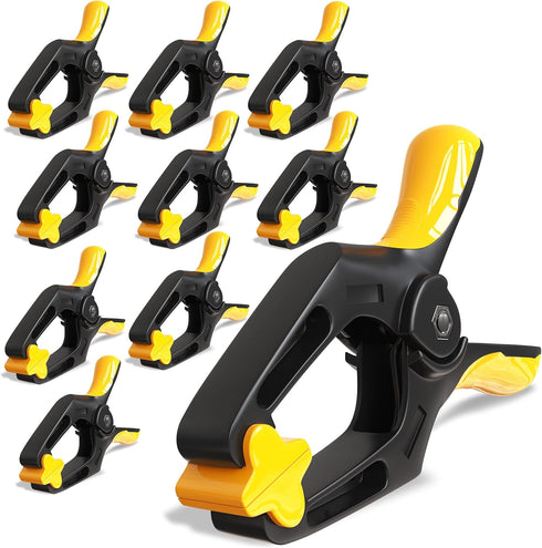 10 Pack 4 Inch Spring Clamps, Plastic Clamps for Tarps, Crafts, Backdrop, and Pool Cover with 2 Inch Mouth Opening