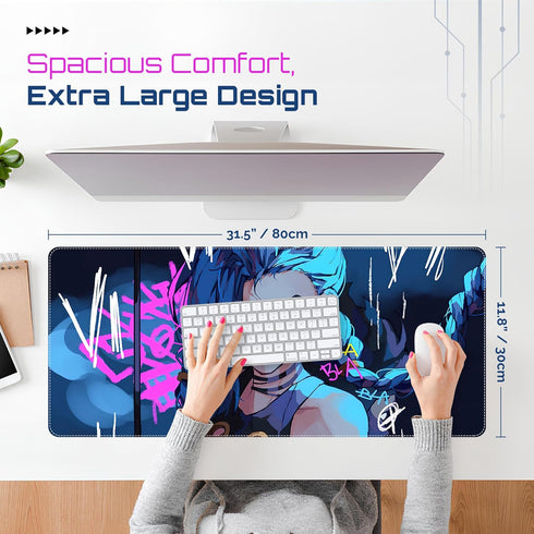 Large Gaming Mouse Pad 31.5 x 11.8 Inches - XXL Extended Desk Mat with Non-Slip, Water-Resistant Anime Cute Girl Design