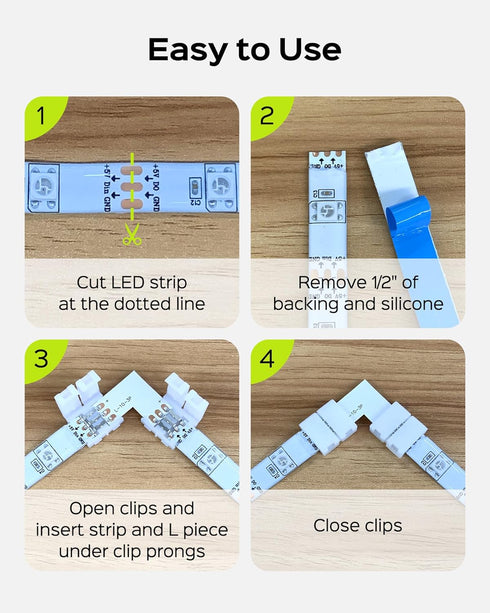 JACKYLED 30 Pcs 3-Pin LED Connectors, 10mm L Shape Unwired Solderless Adapter Connectors for WS2811 WS2812B