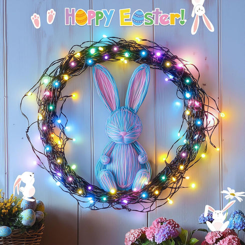 500 173ft 8 JMEXSUSS LED Easter Lights Outdoor Indoor, Multicolor Easter String Lights, Modes Pastel Light Plug