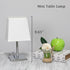 LT1209-WHT 9.65" Simple Designs Sleek and Square Mini Chrome Table Lamp with Empire Fabric Shade, for Living Room