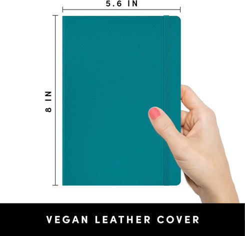 PAPERAGE Dotted Journal Notebook, Turquoise, 160 Pages Medium 5.6 in x 8 in Hardcover for Work & School