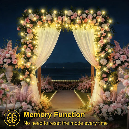 2 Pack 33ft 100 8 QITONG Warm White Solar Rope Lights, Each LED String Light Outdoor, Modes Fairy Lights in Clear Thin