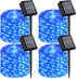 QITONG 4 Pack Solar Fairy Lights, Each 33ft 100 LED Blue Christmas