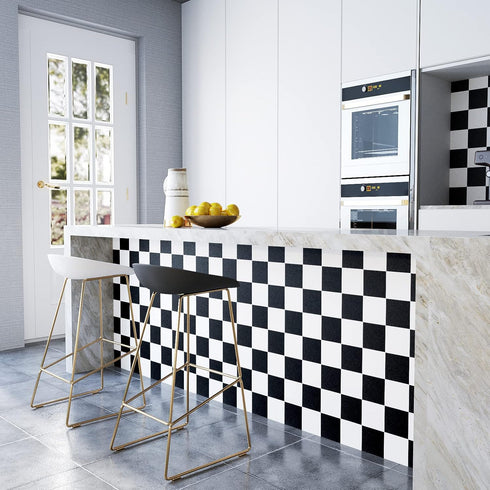 YENHOME 30"X118" Checkered Contact Paper, Peel and Stick Removable Black and White Wallpaper for Walls