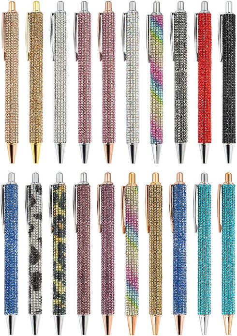 Gullor Diamond-encrusted Click Ballpoint Pens, Black Ink Medium Point 1mm, Office Supplies Gift for Wedding Birthday