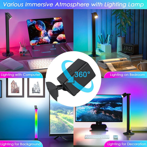 16 213 Preset 8 3 Smart Light Bar with Swivel Lamp, LED Light Bar for Room, RGB & IC Ambient Backlight with Million