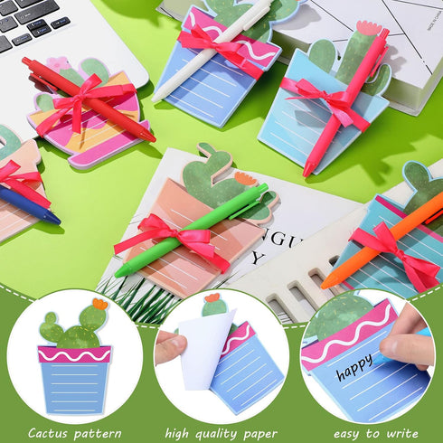 Cactus Sticky Notes with Cactus Pen, Cute Cactus Notepads Set, Fun Cactus Gifts, Self Adhesive