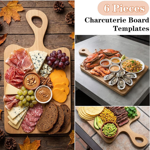 hidyuuoo 7 3 Pcs Charcuterie Board Template Acrylic Router Template Cutting Board for Woodworking Thick Handle with Pcs