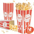 MAQIHAN 18PCS Popcorn Boxes, 46oz Square Popcorn Buckets for Kids Christmas Movie Night, Red & White