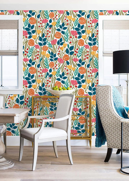 HAOKHOME 93386-4 Peel and Stick Wallpaper Floral Removable Contact Paper for Bathroom Decor