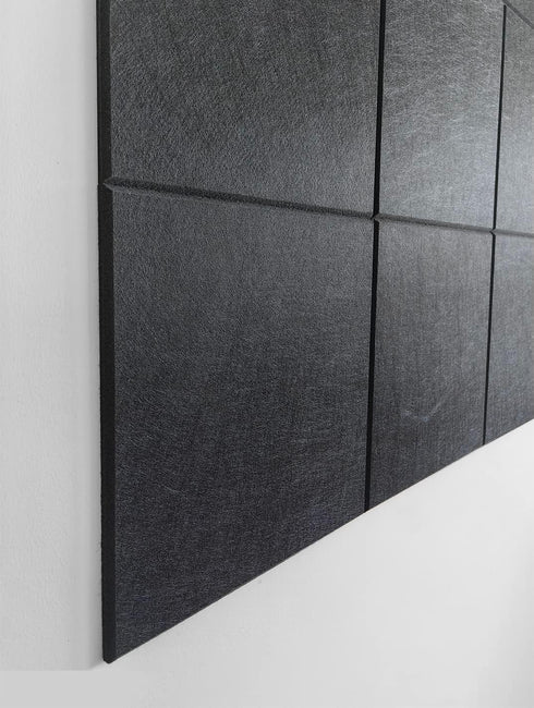 Large Black Cork Board Alternative - 12 Pack Felt Wall Tiles with Removable Adhesive Tabs for Office, Pin Board, Tack