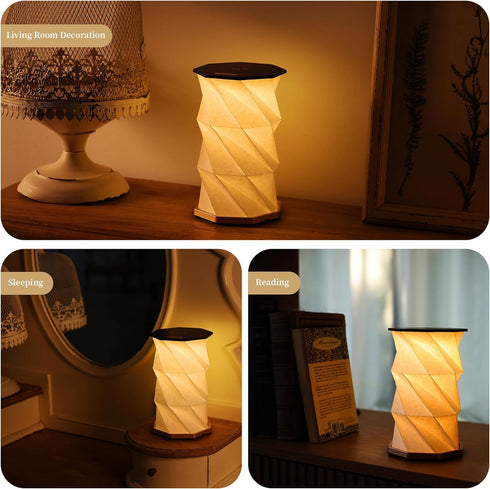 Dimmer, Travel Gifts Portable lamp with Touch Travel Lamp Warm Light, Foldable Paper Lamp, Rechargeable Small Battery