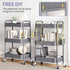 TOOLF 3 Tier Rolling Utility Cart with Wheels, Metal Storage Organizer for Bathroom and Kitchen