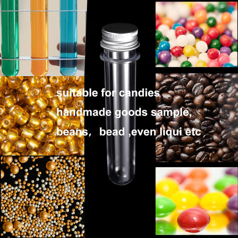 50 PCS Clear Test Tubes 140 x 25mm with Screw Caps, 40ml Plastic Test Tube with Aluminum Covers for Party Favors