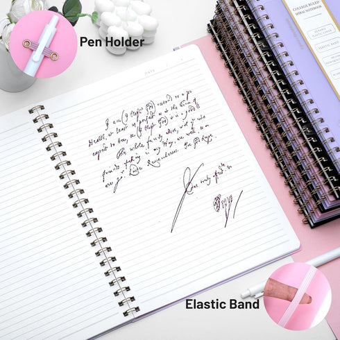 Yoment 8.5 x 11 Spiral Notebook - A4 Large College Ruled Journals, 100 GSM Paper, Pink, for School Note Taking