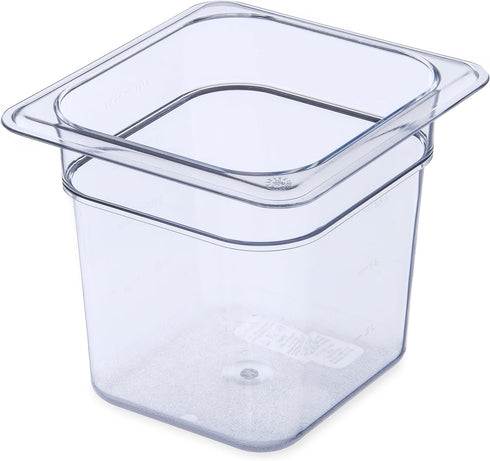 Carlisle FoodService Products Storplus Food Pan, Clear, 1/6 Size, 6 Inches Deep, Polycarbonate