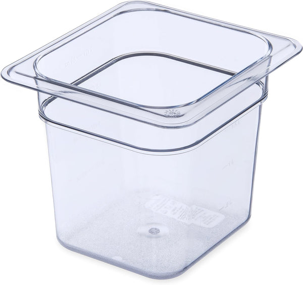 Carlisle FoodService Products Storplus Food Pan, Clear, 1/6 Size, 6 Inches Deep, Polycarbonate