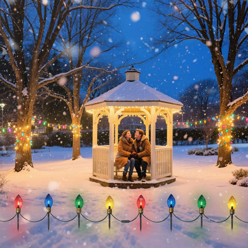 7FT 4Pcs Jumbo Christmas Pathway Lights Outdoor, Connectable Plug in Multicolor Diamond Walkway Lights for Driveway