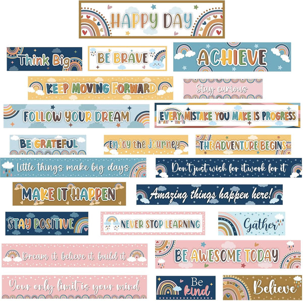 gisgfim 23Pcs Inspirational Bulletin Board Decorations, Laminated Quote Positive Affirmation Banners for Classroom