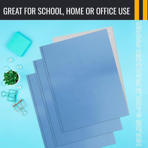 Better Office Products Light Blue Paper 2 Pocket Folders with Prongs, 50 Pack, Letter Size, Matte Texture