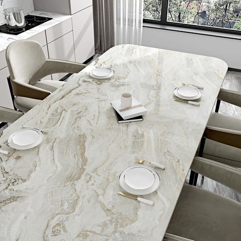 Grey/Gold Marble Contact Paper for Desk Top, Waterproof Peel and Stick Wallpaper for Kitchen Cabinets 15.8x78.7 Inch