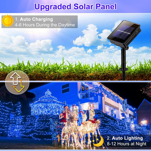 2 Pack 80FT 240 8 Solar String Lights Outdoor Waterproof, LED String Lights for Outside, Modes Green Wire Twinkle Fairy