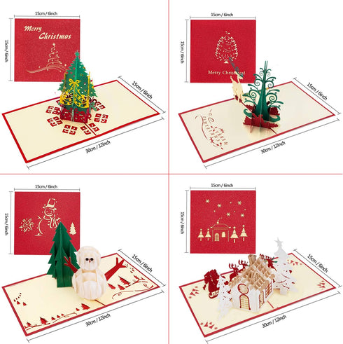 HBlife 9 Pack 3D Christmas Cards Pop Up Holiday Greeting Handmade Cards & Envelopes for New Year