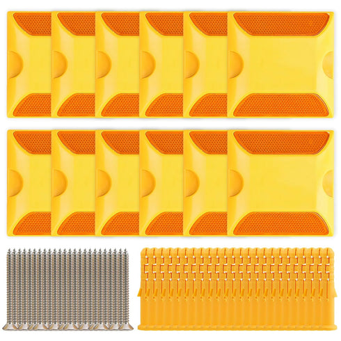 12-Pack Lane Reflectors, 4 x 4 Inch Asphalt Road Markers for Speed Bumps, Sidewalks, Crosswalks, Highways, Driveways