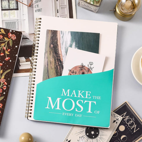 Spiral Notebook: Lined Journal with Back Pocket, 8.5" x 11", 144 Pages, College Ruled, 100gsm Paper