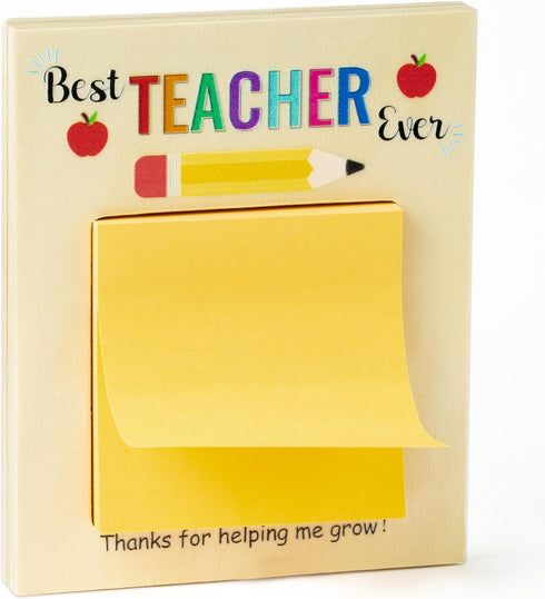MALLMALL6 Teacher Appreciation Wooden Sticky Note Holder - Desk Organizer Gift for Teacher Supplies