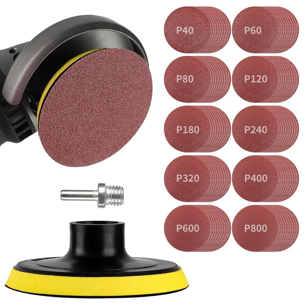 100PCS Angle Grinder Sanding Discs, 4 Inch Hook and Loop Backing Pad with 8MM Drill Adapter for Polishing